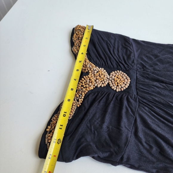 DESIGN HISTORY Womens Long BLACK Wooden BEADED  MAXI Dress Stretch Strapless S - Picture 8 of 11